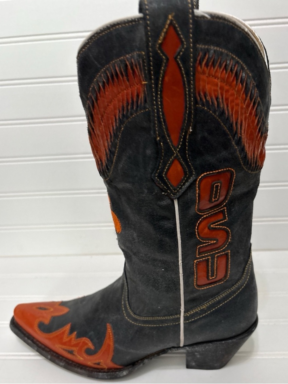 CORRAL Oklahoma State Cowboys OSU University Black Cowboy Boots Womens Size 7 M - Picture 10 of 12